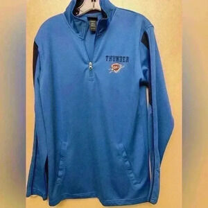 NBA Brand Men’s Oklahoma City Thunder 1/4 Zip Pullover Small Blue W/pockets EUC